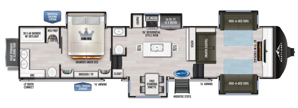 2025 EAST TO WEST RV AHARA 380FL, , floor-plans-day image number 0