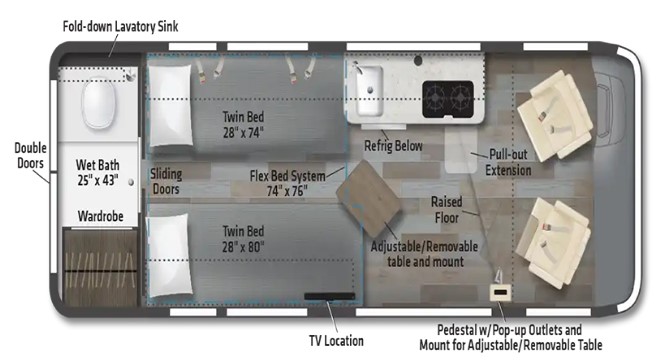 2025 WINNEBAGO TRAVATO 59K*23, , floor-plans-day image number 0