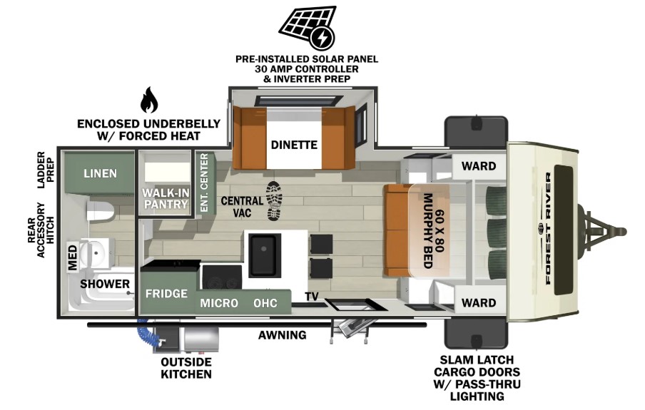 2025 FOREST RIVER NO BOUNDARIES 20.4, , floor-plans-day image number 0