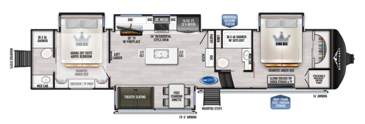 2025 EAST TO WEST RV AHARA 390DS, , floor-plans-day image number 0