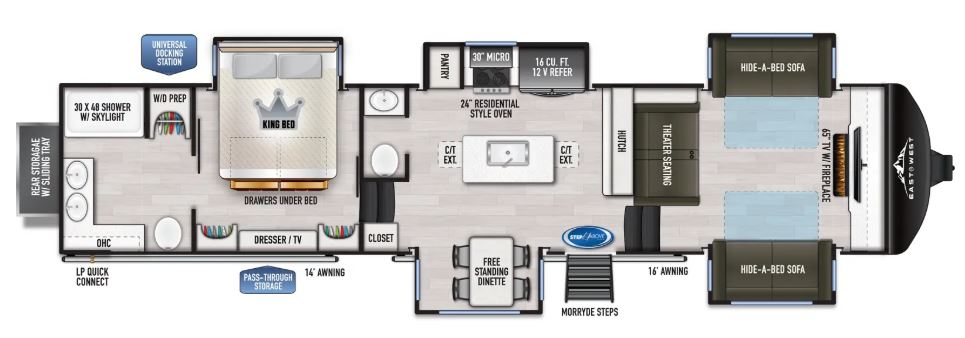 2025 EAST TO WEST RV AHARA 380FL, , floor-plans-day image number 0