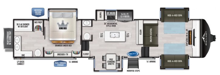 2025 EAST TO WEST RV AHARA 380FL, , floor-plans-day image number 0